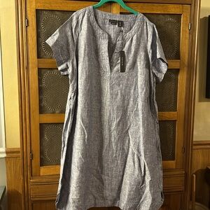 Tahari Chambray Linen Dress